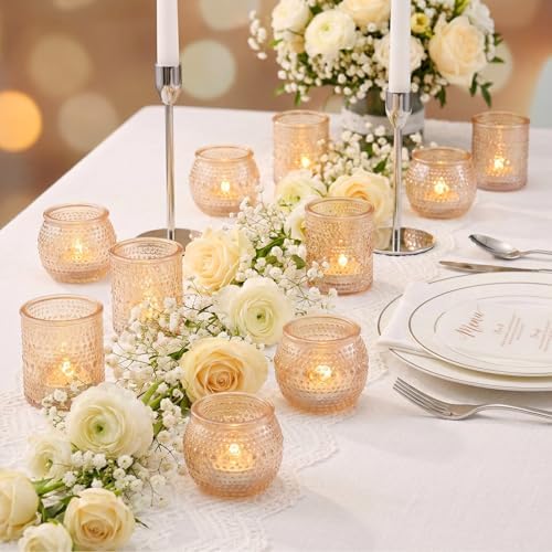 16 Pcs Gold Votive Candle Holders- Gold Centerpieces for Tables, Assorted Tealight Candle Holders for Wedding Table Decor, Rehearsal Dinner, Engagement, Birthday Party Decorations - Image 3