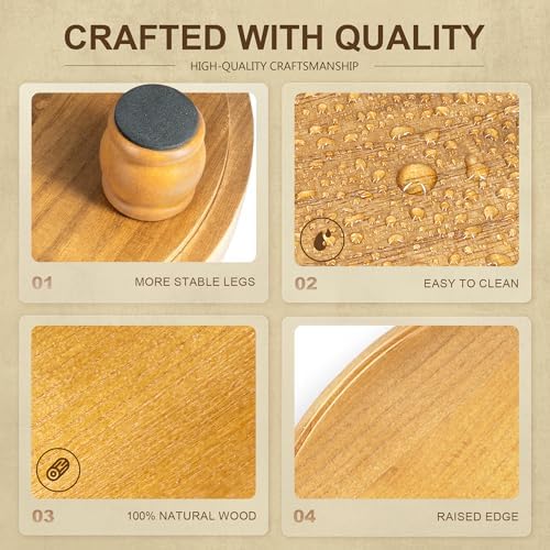 EOSAHR Wood Display Riser: Rustic Pedestal Stand for Bathroom Decor, Yellow - Image 4