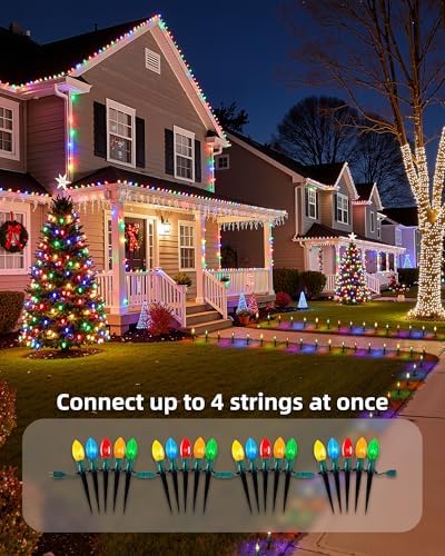 Christmas Pathway Lights Outdoor,51.4 Ft C9 Lights with 40 Multicolor Bulbs - Image 6