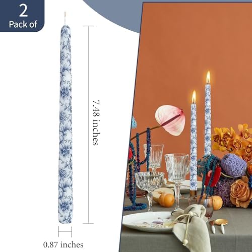 Handmade Printed Candles 10 in Long Candle Sticks Unscented Candle Blue and White Porcelain Pattern Candles for Home Wedding Dinner Holiday Party - Image 4