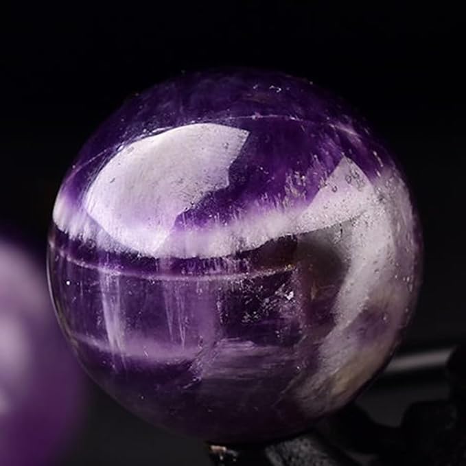 2-2.4 inch Natural Amethyst Crystal Ball with Stand, Hand Polished Purple Quartz Sphere, Reiki Healing Decorative Sphere, Chakra Energy Stone Crafts, Feng Shui Home Desktop Ornament