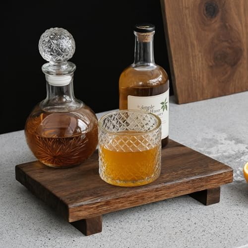 (9x6 Inch,Brown) Wood Riser Soap Tray, Rustic Wood Pedestal Stand Tray Farmhouse Kitchen Counter Decor Bathroom Soap Dish Holder for Sink,Vanity,Plant,Bottles, Candles Display - Image 4