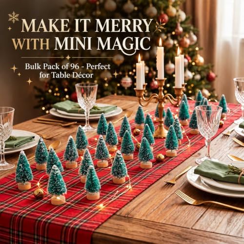 Sumind 96 Pcs Mini Bottle Brush Trees Small Christmas Trees, Light Green - Image 5