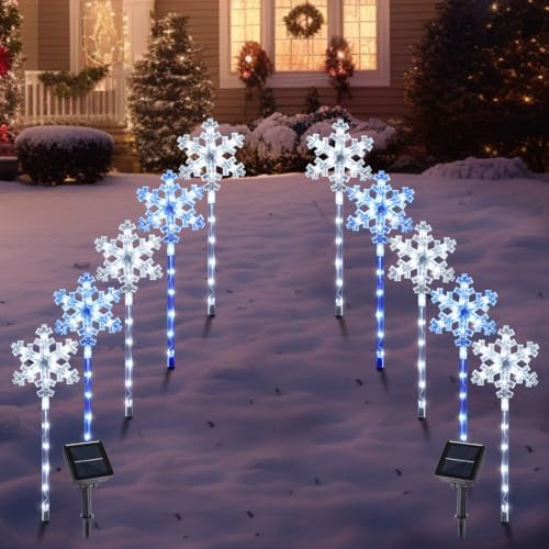 BRIGHTDECK Solar Christmas Snowflake Pathway Lights Outdoor Decor, 10 Pack by BRIGHTDECK