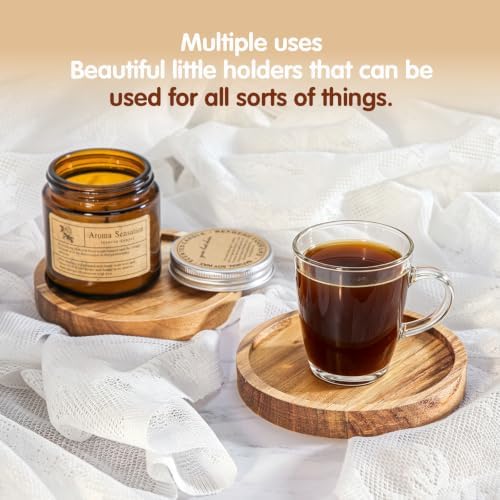 Solid Acacia Wood Candle Holder, 4-Pack, Rustic Round Wooden Candlestand for Pillar Candles up to 3.93 in, Farmhouse Table Centerpiece Decor - Image 5