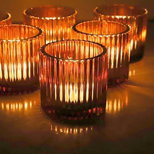 VOHO Set of 12 Amber Candle Holder for Fall Thanksgiving Wedding Decor by VOHO