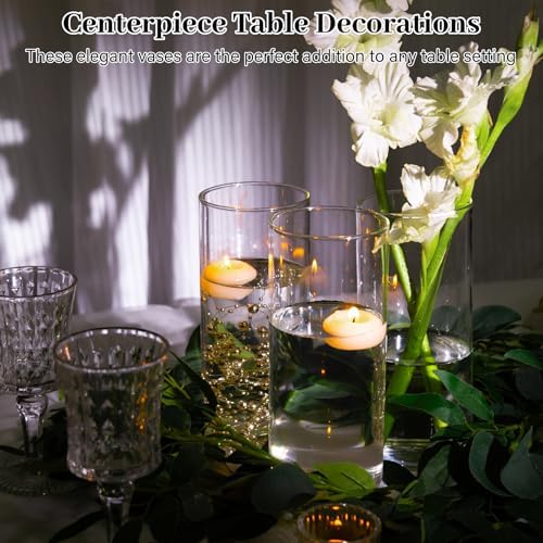 UPBUD 8 Inch Glass Cylinder Vases for Centerpieces, 12pcs Clear Flower Vase - Image 5