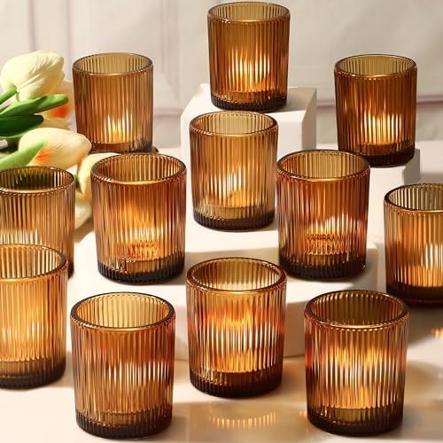 Votive Candle Holders, 36 Pack Amber Candle Holders for Christmas by Uniteland