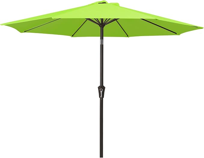MEWAY 9ft Patio Umbrella Outdoor Table Umbrellas with Push Button Tilt and Crank, Market Umbrella 8 Sturdy Ribs for Deck, Garden, Pool and Backyard, Apple Green