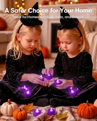Homemory 12-Pack Purple Flameless Battery Tealight Candles, 200+ Hours - Image 5
