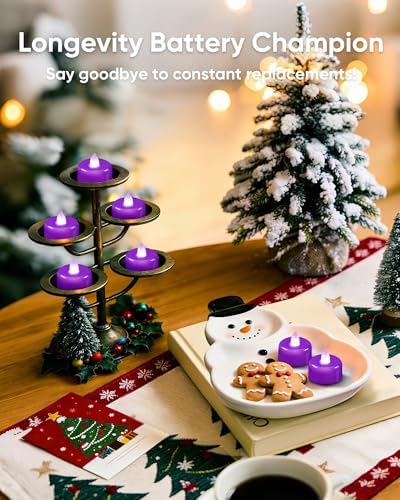 Amagic 24Pack Purple Flameless LED Tea Lights Candles Battery Operated - Image 2