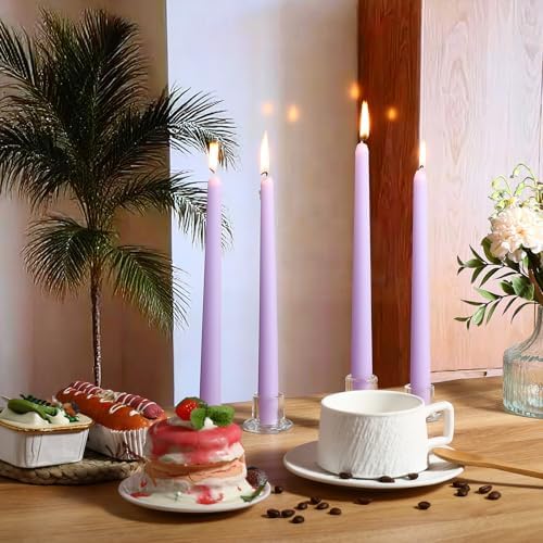 MTLEE 16 Pcs 10 Inch Taper Candle Sticks Smokeless Unscented, Light Purple - Image 5