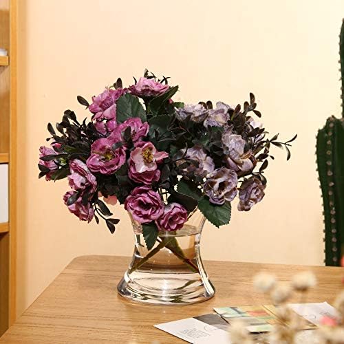 WGV Unique Bouquet Vase Bulk, 7" W, 7" H, Clear Short Hurricane Concaved Neiman Glass Floral Container, Home Wedding Event Decor, 8 Pieces (VHV0707) - Image 6
