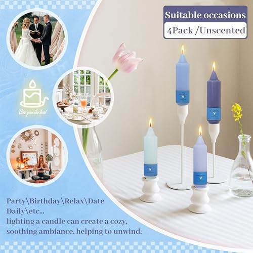 Unscented Dripless Taper Candles Gradient Blue 5INCH Smokeless Short Taper Candlesticks for Dinner Weddings Birthday Party Home Décor - Image 3