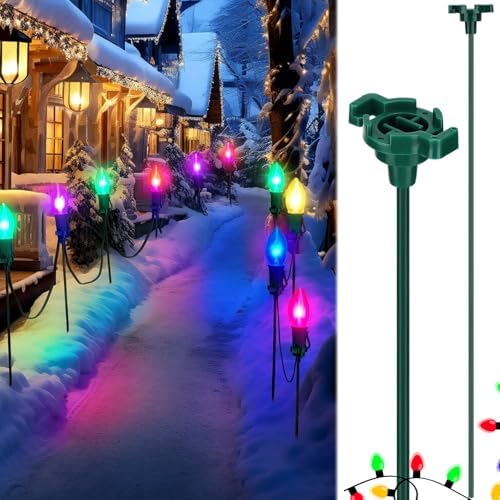24 Pcs 15" Christmas Light Yard Stakes for C7 C9 Lights, Green by Gisafai
