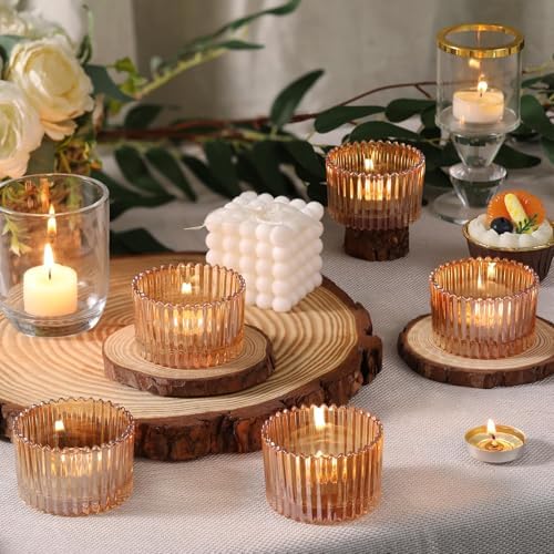 24 Pcs Large Tea Light Holders, Gold Glass Votive Candle Holders - Image 3