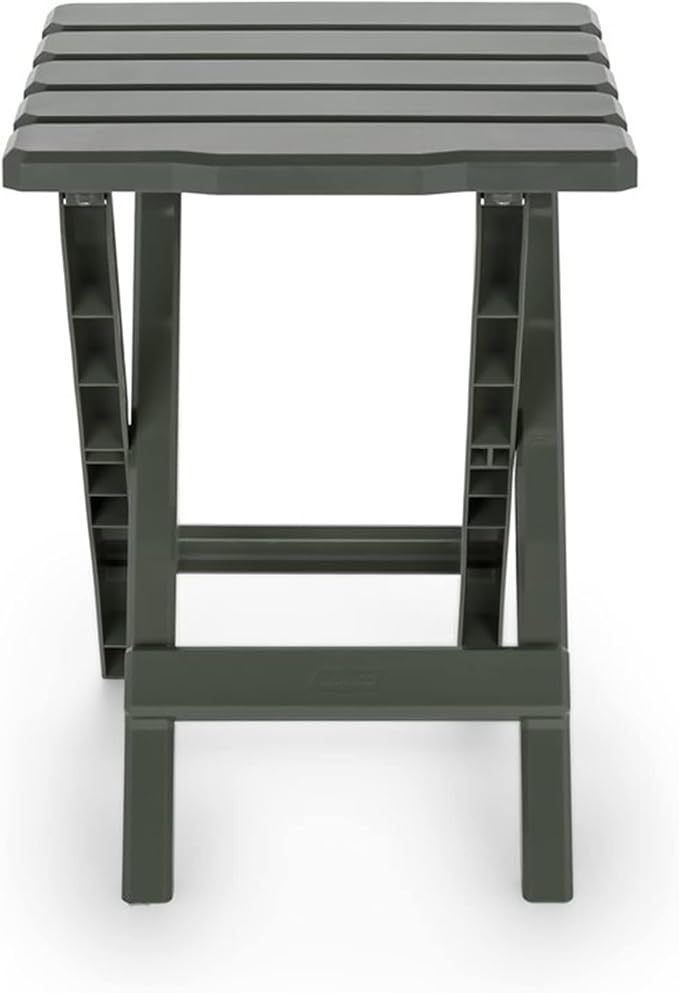Camco Adirondack Portable Outdoor Camping Small Weatherproof Rustproof Durable Plastic Folding Side Table for Indoor and Outdoor Use, Sage