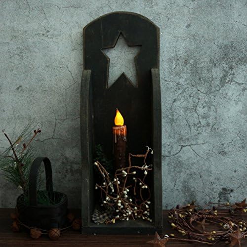 CVHOMEDECO. Real Wax Hand Dipped Battery Operated LED Timer Taper Candles Rustic Primitive Flameless Lights Décor, 6-3/4 Inch, Brwon, 6 PCS in a Package - Image 4