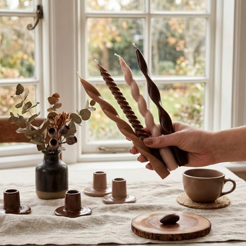 Nuanchu 4 Pcs Twisted Taper Candles,9.84 Inch,Pure,Neutral - Image 3