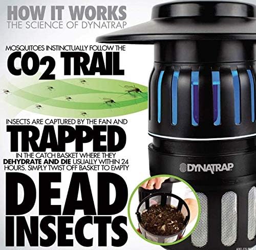DynaTrap DT1775 1 Acre Mosquito & Flying Insect Trap – Kills Mosquitoes, Flies, Wasps, Gnats, & Other Flying Insects - Bug Zapper Alternative - Black