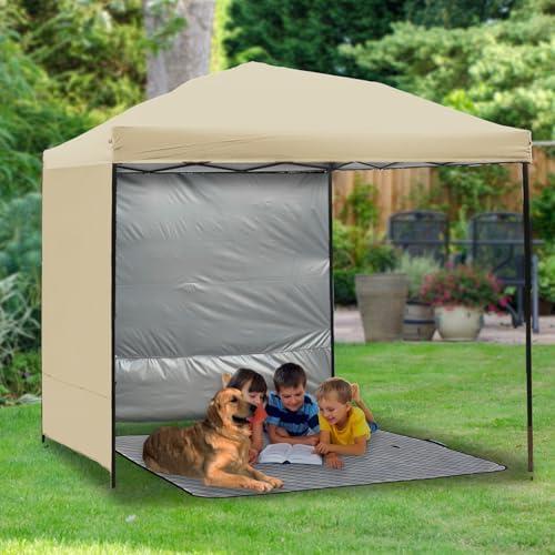 NINAT Canopy Sunwall Sidewall Gazebos Tent Waterproof for 8x8ft Pop up Canopy Straight Leg Gazebos Outdoor Instant Canopies 1 Pcs Beige Canopy Sidewall Only - Image 5