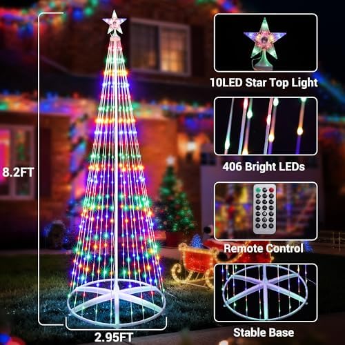 Outdoor Christmas Tree, 8.2FT 406 LED Color Changing Lights - Image 2