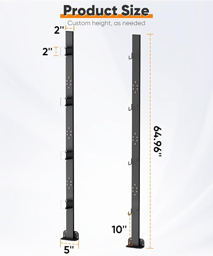 Mondazie 4 Place Weed Eater Rack for Trailer, Utility Open Trailer Trimmer Racks with Lockable Snap Buckle Mount On Landscape Truck Trailer, Weedeater Rack Holder with L-Shaped Base for Lawn Equipment