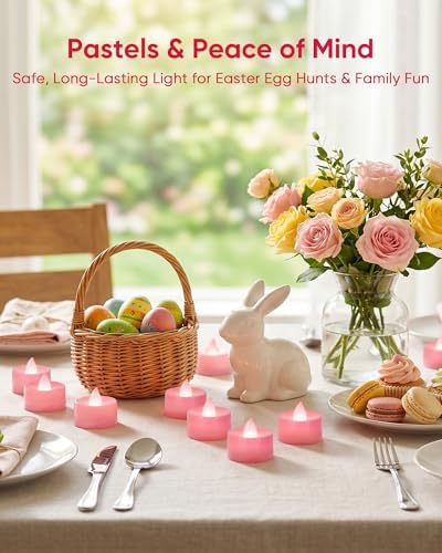 Homemory 12-Pack Pink Remote Flameless Battery Tea Light Candles, 400+ Hrs - Image 6