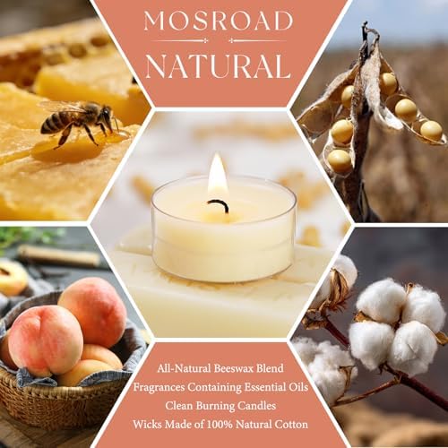 Scented Tealight Candles 16 Packs, Beeswax Blend Peach Tea Candle - Image 5