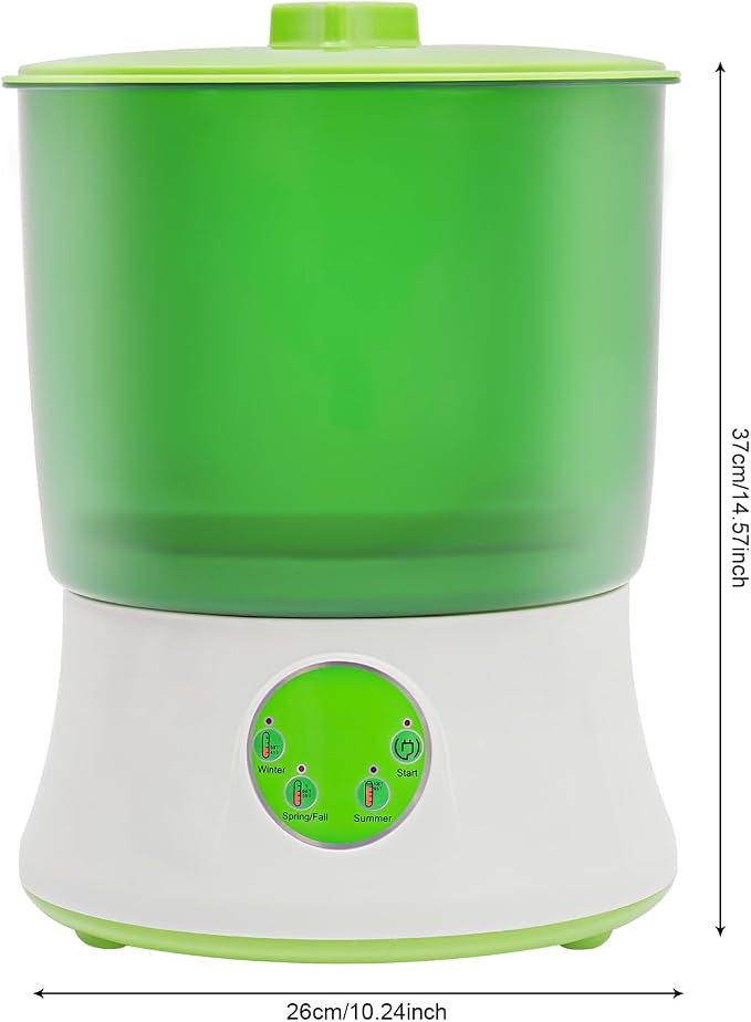 Bean Sprouts Grow Kit Sprouts Growing Kit 2-Layer 110V Smart Sprouter with 360°Sprinkler and 3 Seasonal Modes, Indoor Bean Sprout Maker for Soybean, Mung Bean, Radish, and Wheatgrass