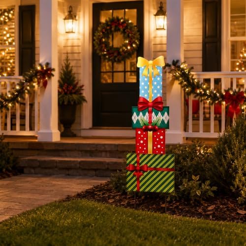 Christmas Outdoor Garden Stake Decor, 41.5" Gift Boxes Yard Sign - Image 6