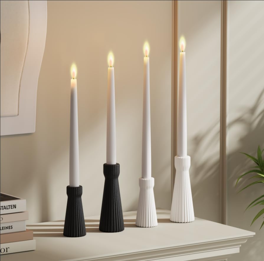 Taper Candle Holders for Candlesticks Ceramic Candle Stick Candle Holder- Set of 2 Decorative Candle Stand for Wedding Decor,Dinner Party and Table Centerpieces,Housewarming Gift Black - Image 5