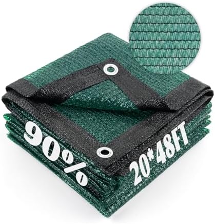Sun Shade Cloth with Grommets for Garden, 90% 20x48ft, Dark Green by CoolArea