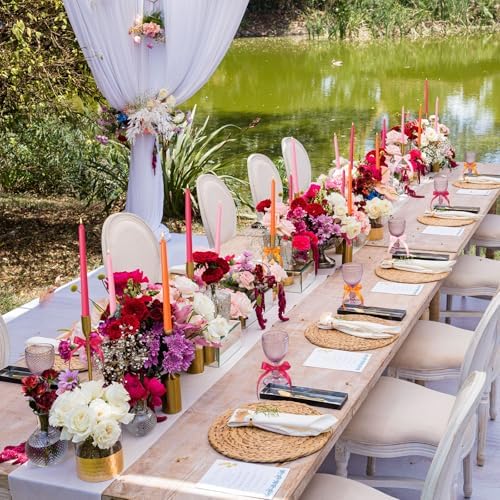 12 Pcs Pink and Orange Party Taper Candles with 3 Roll Ribbon - Image 4
