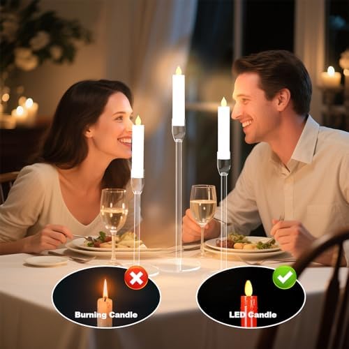 2 Sets Candlestick Holders 3 Piece Set Taper Candle Holder with Different Heights Ideal for Table Decor Party Home Decoration Fits 0.87" LED Stick Candles - Image 4