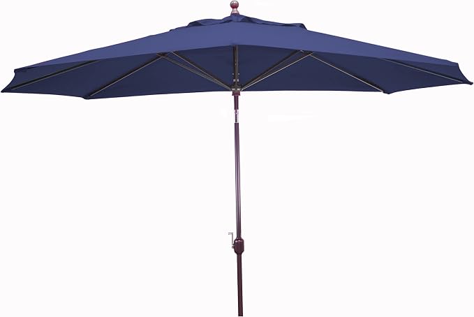Galtech Deluxe 11 FT Patio Umbrella Sunbrella Navy Market Auto Tilt Bronze Frame Pool Deck Outdoor