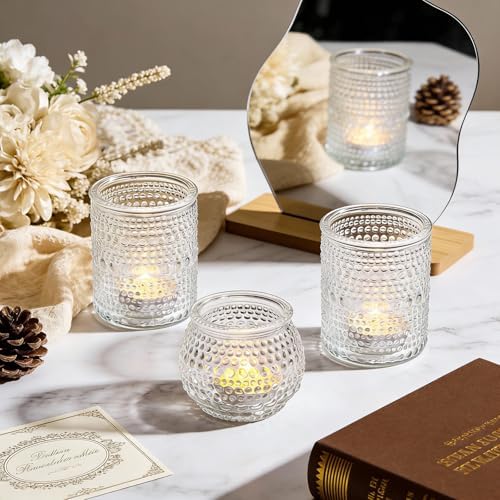 Rubtlamp 24 Pack Votive Candle Holder, Clear Glass Tea Light Candle Holders, Vintage Candle Holder for Floating Candle, Tealight Candle Holders for Centerpiece Wedding Decor Home Decoration - Image 5