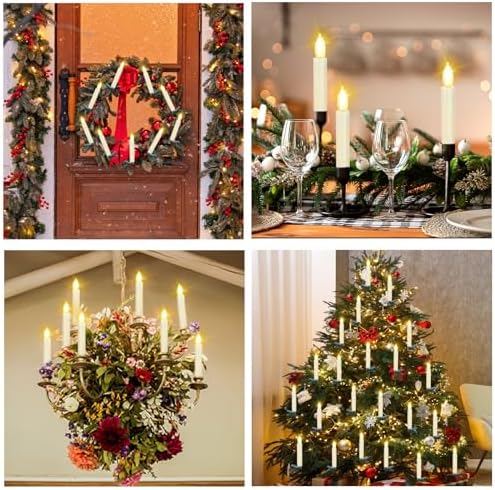 LED Christmas Candles, Flickering Clip on Candles for Christmas Tree, Battery Operated with Remote Timer, Warm White Light, Flameless Taper Candle for Home Christmas Decor, Set of 30 - Image 7