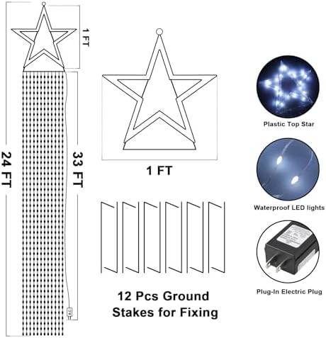 23FT Christmas String Lights, Waterfall Star Lights Outdoor for Yard - Image 3