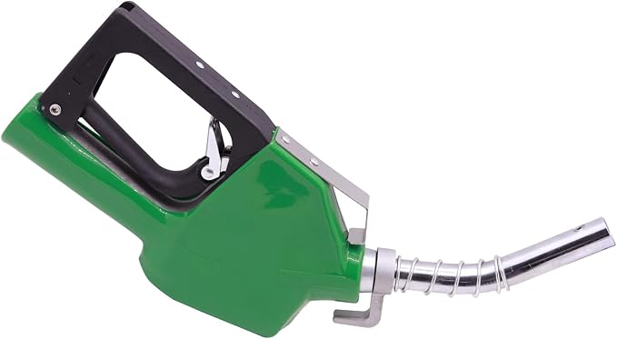 3/4" Inch Green NPT Automatic Shut-Off Fuel Nozzle,Fuel Hose Swivel,High Flow,BP Hand Guard,Hanging Hook 13/16"Spout,16GPM,Fuel Transfer Pump Diesel Gasoline Nozzle,Cold Weather Applications