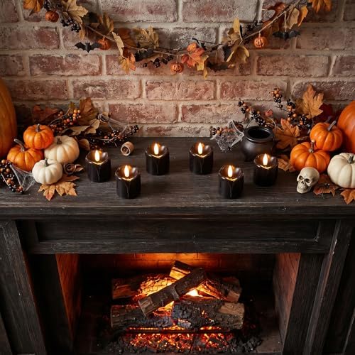 Black Flameless Votive Candles Battery Operated with Remote Timer - Image 6