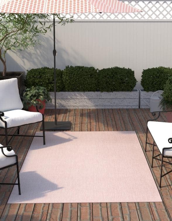 Unique Loom Collection Casual Transitional Solid Heathered Indoor/Outdoor Flatweave Area Rug (10' x 14' 1" Rectangle, Whisper Pink/Ivory)