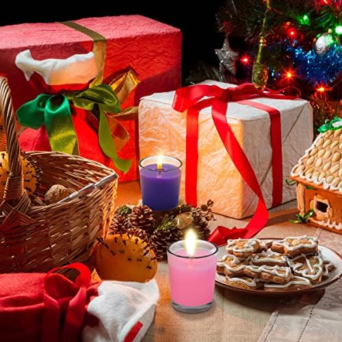 12 Packs Advent Candles with Clear Glass Holder, 9 Purple and 3 Pink Votive Candles, Unscented Seasonal Celebration Candles for Christmas Table Decoration, 1.8oz, KFUS-12VOT-ZIFEN - Image 3