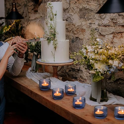 Gurfuy Glass Tealight Candle Holders 6 Set - Votive Candle Holder for Festival Wedding Propose Parties Holiday Table Centerpiece Shelf Decoration Fall Home Decor Blue - Image 6