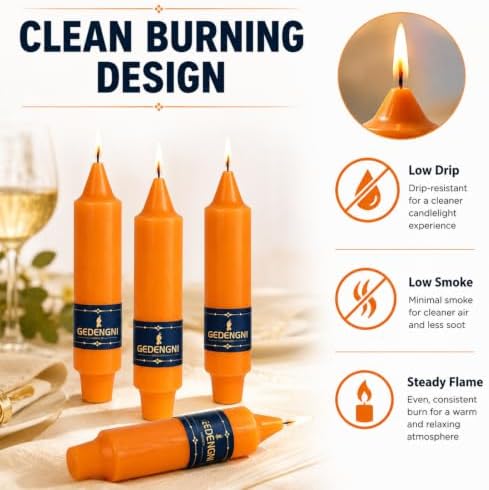 Orange Short Taper Candles 5 Inch, Gedengni 4 Pack Mini Taper Candles, Pumpkin Orange Dripless Candle Sticks for Fall Decor Thanksgiving Table Centerpiece Wedding Dining Room & Home Decoration - Image 3