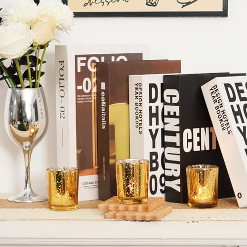 Homemory 12 Pcs Gold Votive Candle Holders, Mercury Glass Candle Holder, Tealight Candle Holders for Table Centerpieces, Baby Shower, Party, Anniversary, Wedding, Home Decor, Halloween, Christmas - Image 5