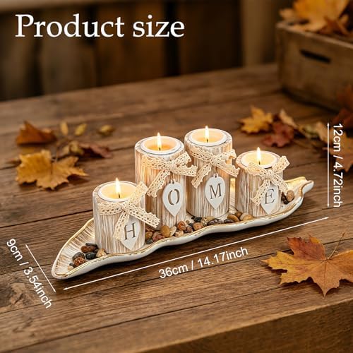 Wooden Candle Holders Centerpieces for Living Room Coffee Table Decorations - Image 2