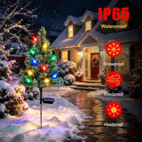 Solar Christmas Trees for Outside Decorations, Mini Pathway Lights, 4 Pack - Image 2