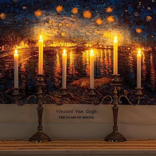 Homemory Real Wax LED Flameless Taper Candles with Timer, Dripless Fake Candlesticks with 3D Flickering Flame, 9.6 Inches White Window Candle for Fireplace Christmas Halloween - Image 5