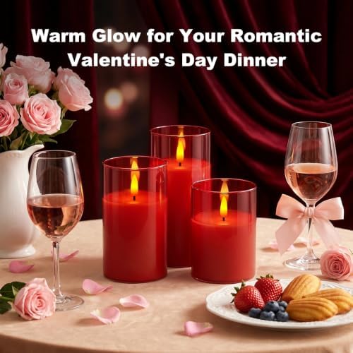 Amagic Red Glass Flameless LED Candles Battery Operated with Remote Timer - Image 3